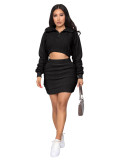 Rushlover Black Skirt Set Drop Shoulder Thigh Length Womens