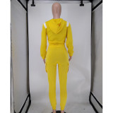 Rushlover Yellow Hood High Waist Zipper Two Piece Outfit
