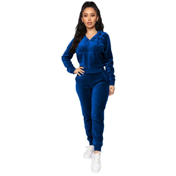Rushlover Blue Women Set Zipper Front Full Length Versatile