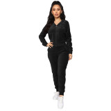 Rushlover Black Sweat Suit Hooded Neck Ankle Length