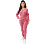 Rushlover Pink Solid Color Zipper Pockets Women Suit For Women