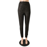 Rushlover Black Pants Sequin Elastic Waist Ankle Length