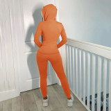 Rushlover Orange Long Sleeves Jacket With High Waist Pants