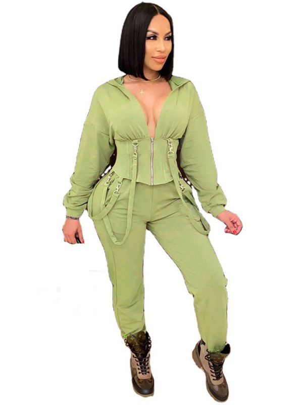 Rushlover Army Green Women Suit Drop Shoulder High Rise