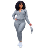 Rushlover Gray Sweat Suit Full Length Side Pockets Fashion