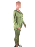 Rushlover Army Green Women Suit Drop Shoulder High Rise