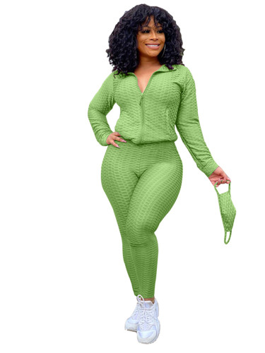 Rushlover Green Side Pockets Large Size Women Suit Snug Fit
