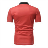 Rushlover Red African Style Printed Short-sleeved Lapel Polo Shirt