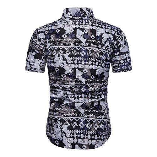 Rushlover Men's Creative Pattern Printing All-match Casual Short-sleeved Shirt