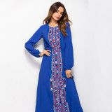 Rushlover Blue Ethnic Print Full Sleeves Maxi Dress Comfortable Fabrics