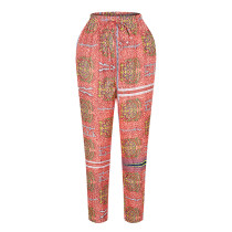 Rushlover African Fashion Digital Printing Straight-legged Pants Drawstring High Rise Comfort Fit