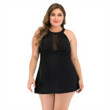 Rushlover Black Mesh Stitching Split Swimsuit Cover Belly Was The Thin Minimalist Style