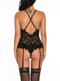 Rushlover Black Lace Straps Sheer Mesh Fitting Style For Women
