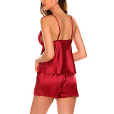 Rushlover Red Deep-v Neck High Waist Nightwear Loose And Fashionable