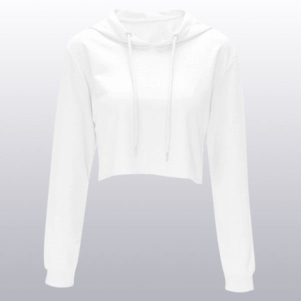 Rushlover White Long Sleeve Sweatshirt Hooded Neck Delightful Garment