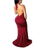 Rushlover Wine Red Fashion Women's Long Dress Strapless New Sexy Dress Evening Dress