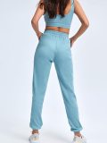 Rushlover Blue Pit Strip Casual Fashion Bra And Trousers Sports And Fitness Two-piece Suit