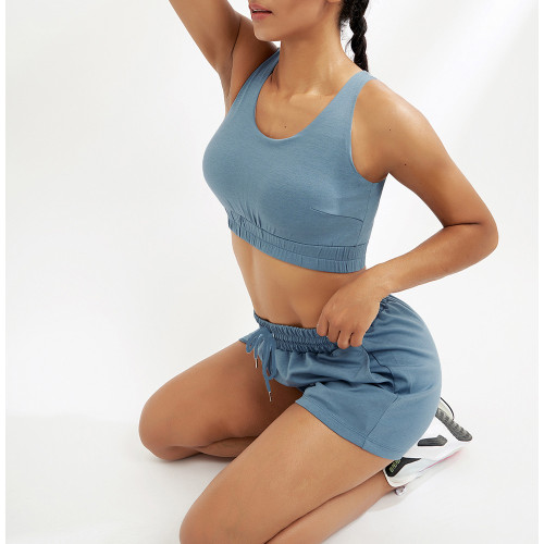 Rushlover Blue Bra And Shorts Sports And Leisure Running Suit