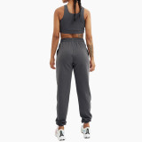 Rushlover Gray Sports Yoga Bra Trousers Running Vest Style Cycling Training Fitness Suit