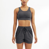 Rushlover Gray Bra And Shorts Sports And Leisure Running Suit