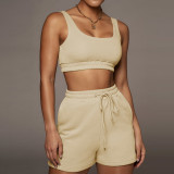 Rushlover Khaki Bra And Shorts Sports And Leisure Running Suit