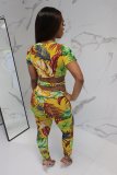 Floral Print Crop Tops And Long Pant Two Piece Set MOF-5087