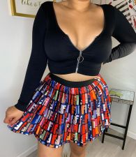 Fashion Printed Mini Pleated Skirt WSM-5089
