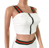 Red Green Stripe Splicing Zipper Skirts Suits ASL-6010