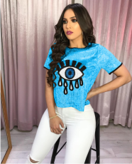 Sequined Eyes Short Sleeve Fahion T Shirt BS-1019