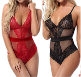 Sexy Deep V Neck Lace Teddy Lingerie YQ-360