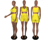 2019 Summer Solid Color Flounced Shorts Sets 2 Pieces MDF-5052