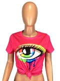Plus Size Eye Print Short Sleeve O Neck T Shirt LM-8062