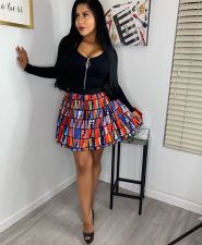 Fashion Printed Mini Pleated Skirt WSM-5089