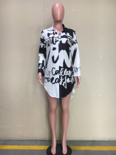 Letter Print Full Sleeve Irregular Long Style Shirts ORY-5089