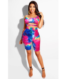 Sexy Printed Crop Tops And Shorts 2 Piece Sets QZX-6052