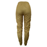 Solid Zipper Fold Casual Long Cargo Pants LSL-6291
