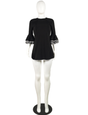 Black Flare Sleeve Backless Mini Dress MK-1016