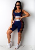 Sexy Printed Tank Top And Shorts Skinny Fitness 2 Piece Set MYP-8875