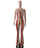 Colorful Stripe Backless Jumpsuit LSL-8004