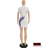 Cartoon Print Short Sleeve Breathable Mini T Shirt Dresses YH-5082
