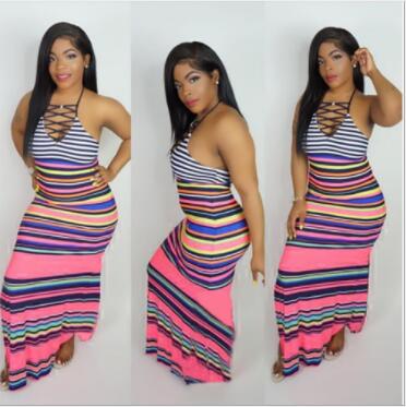 colorful striped maxi dress