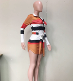 Sexy Striped Front Zipper Mini Dresses OD-8212