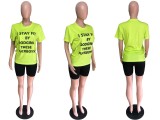 Casual Letter Print T Shirt And Shorts Two Piece Sets QZX-6051