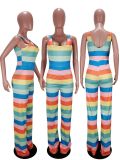 Colorful Print Sleeveless Long Jumpsuits WSM-5091