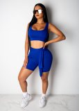 Solid Tank Tops And Shorts Sports Two Piece Short Set WY-6583