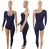 Sexy One Shoulder Asymmetry Bodycon Jumpsuits NIK-041