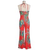 Sexy Printed V Neck Strappy Sleeveless Jumpsuits SMR-9306