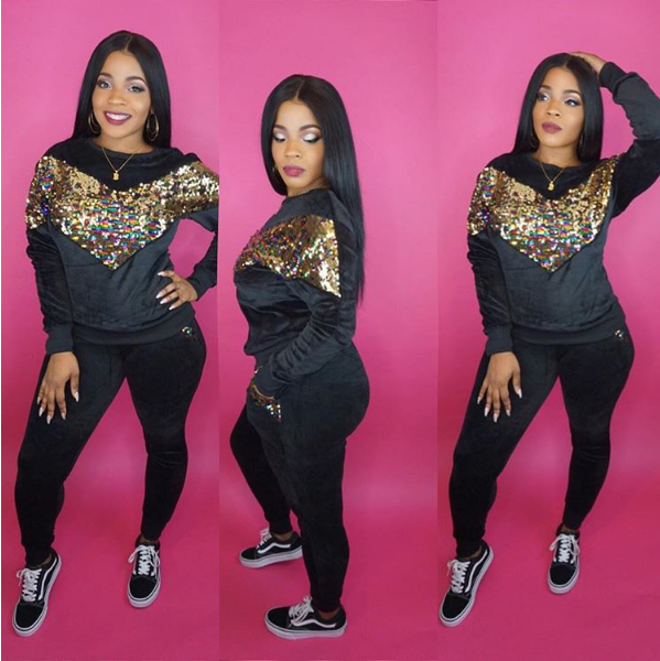 black sequin tracksuit
