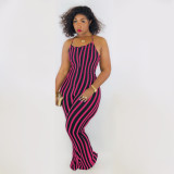 Plus Size Striped Straps Backless Jumpsuits ARM-8061