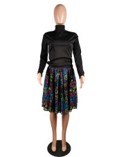 Fashion Printed Pleated Mini Skirt MK-2011